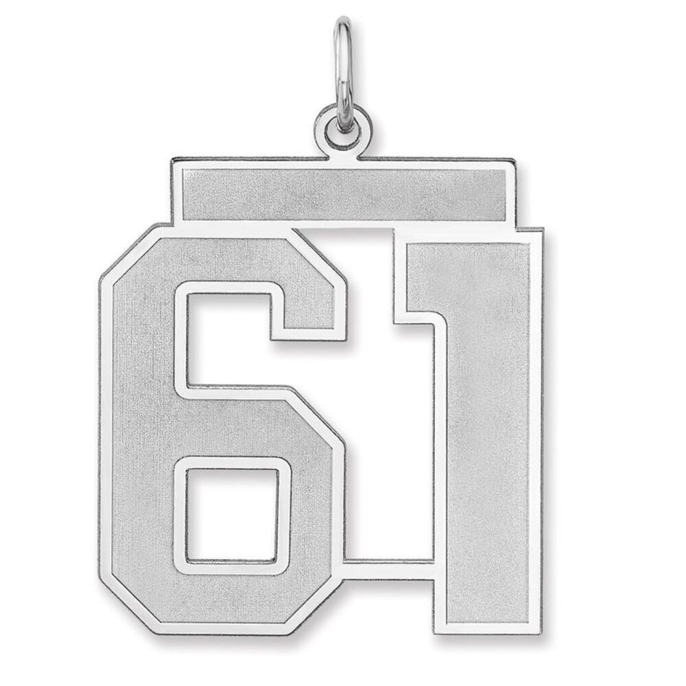 Sterling Silver, Jersey Collection, Extra Large Number 61 Pendant